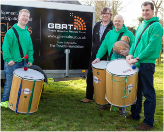 Terry Forsey with Andrew Cartright (Right) and Drummers from GBRT